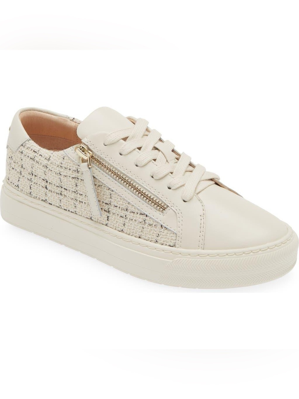 FRANKIE4 Billie II Zip Sneaker Soft White Tweed w/ortho soles SZ  8 NWOB